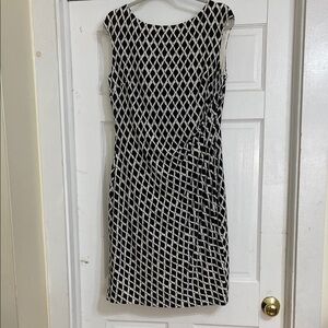 Ralph Lauren Black and White Patterned Midi Dress